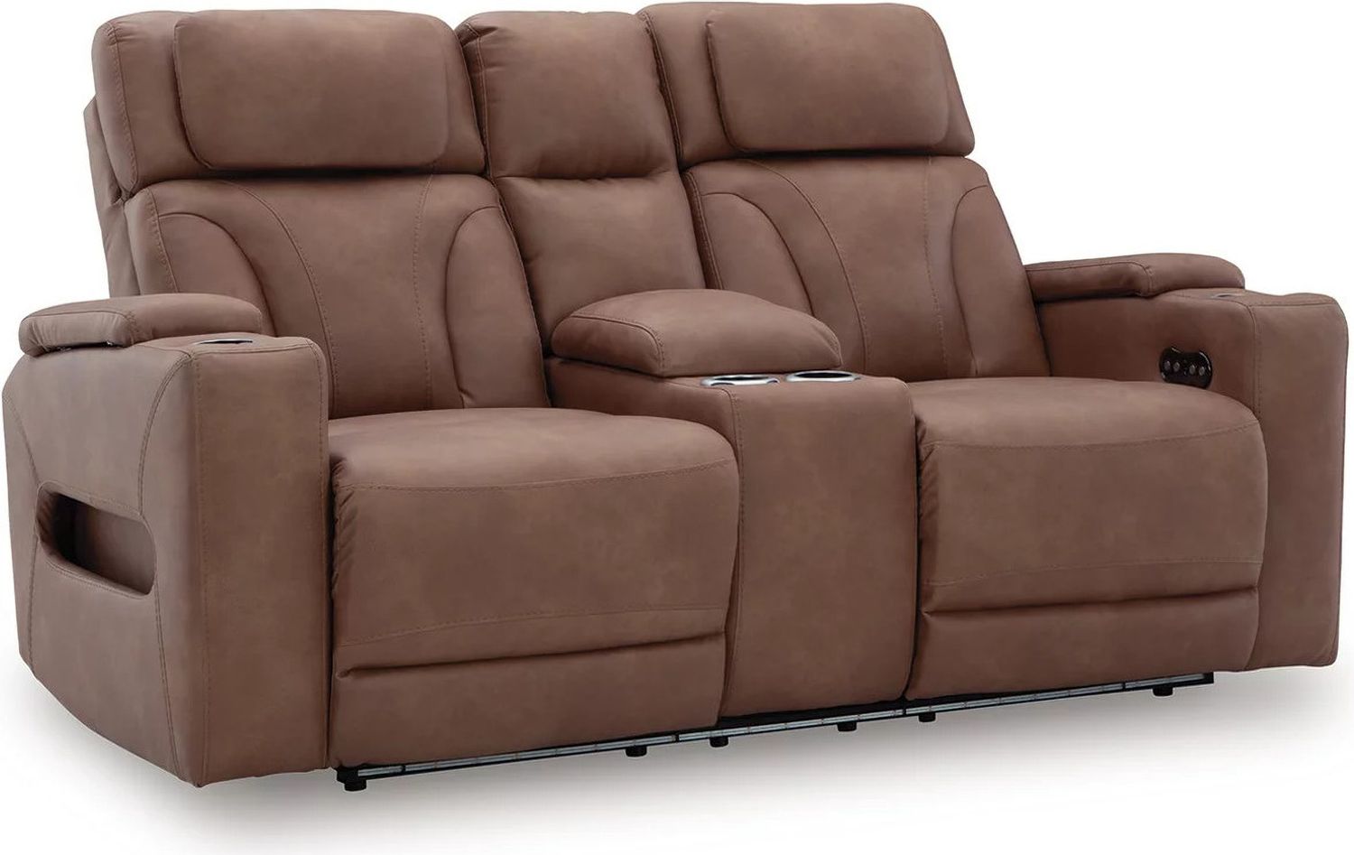 Wonder Waves Power Reclining Loveseat with Console In Caramel NC5010118