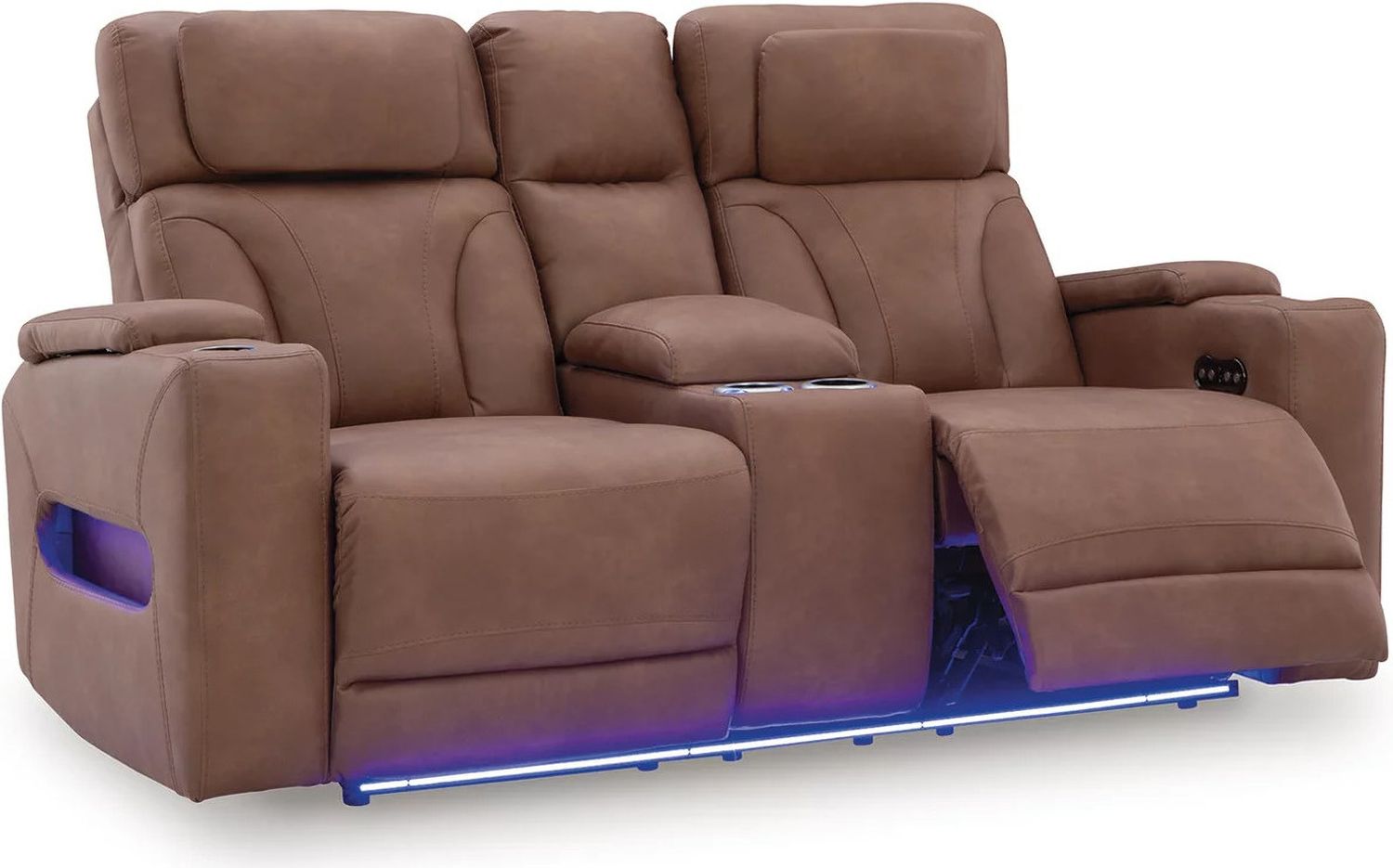 Wonder Waves Power Reclining Loveseat with Console In Caramel NC5010118