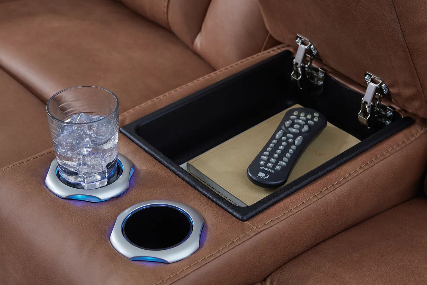 Wonder Waves Power Reclining Loveseat with Console In Caramel NC5010118