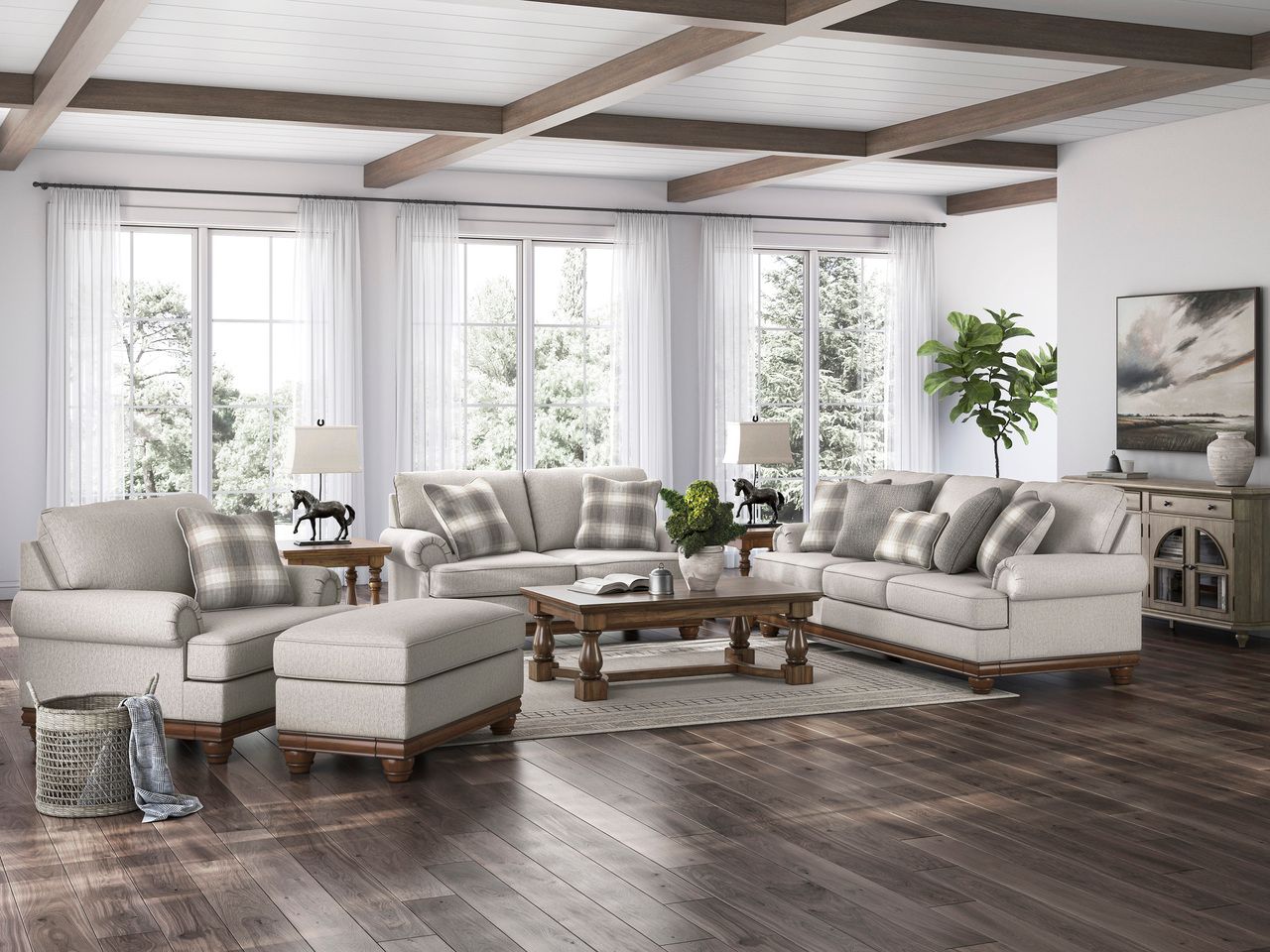 Meadowview Oversized Chair and Ottoman In Sandstone NC56803U4
