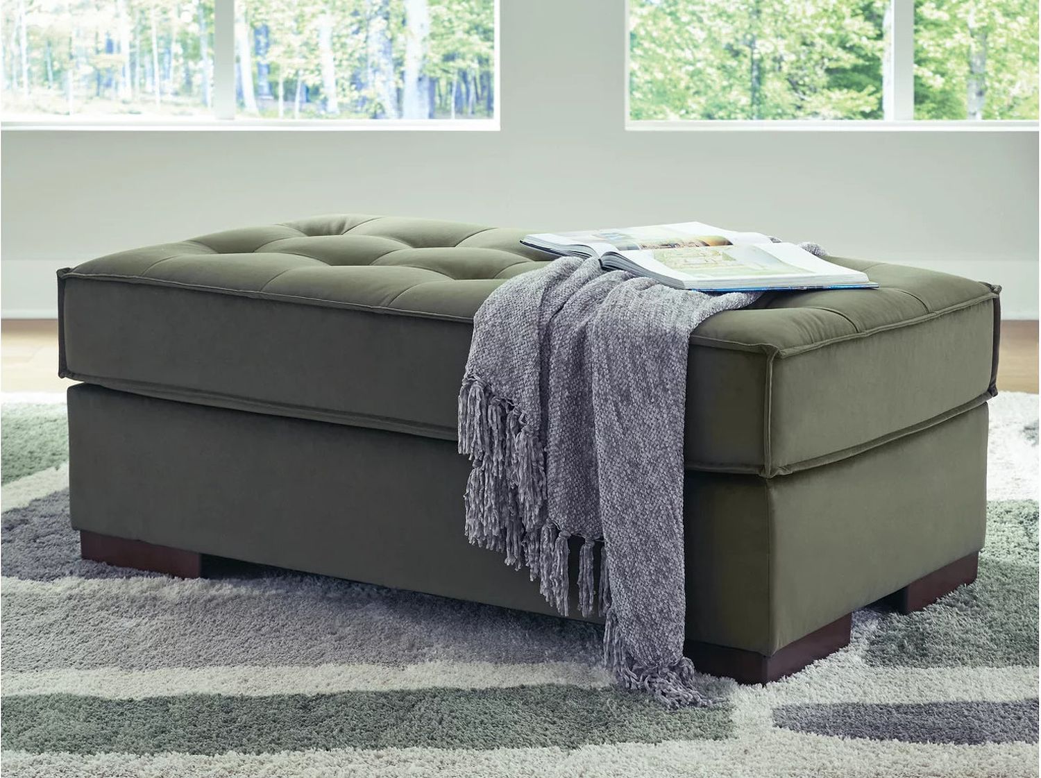 Marlow Peak Oversized Accent Ottoman In Olive NC6170208