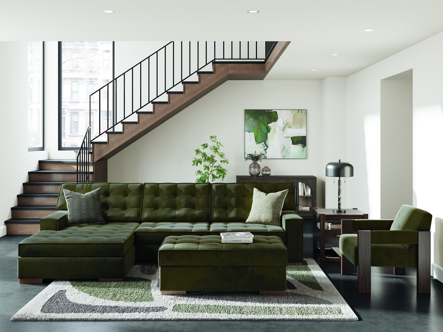 Marlow Peak Oversized Accent Ottoman In Olive NC6170208