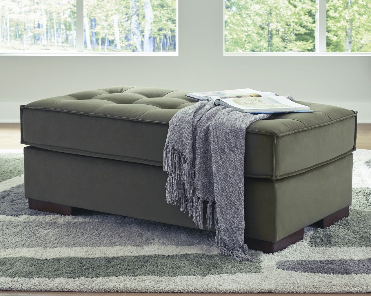 Marlow Peak Oversized Accent Ottoman In Olive NC6170208