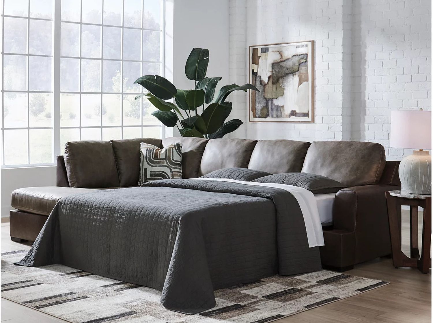 Helson 2-Piece LAF Sleeper Sectional with Chaise In Fossil NC62703S4