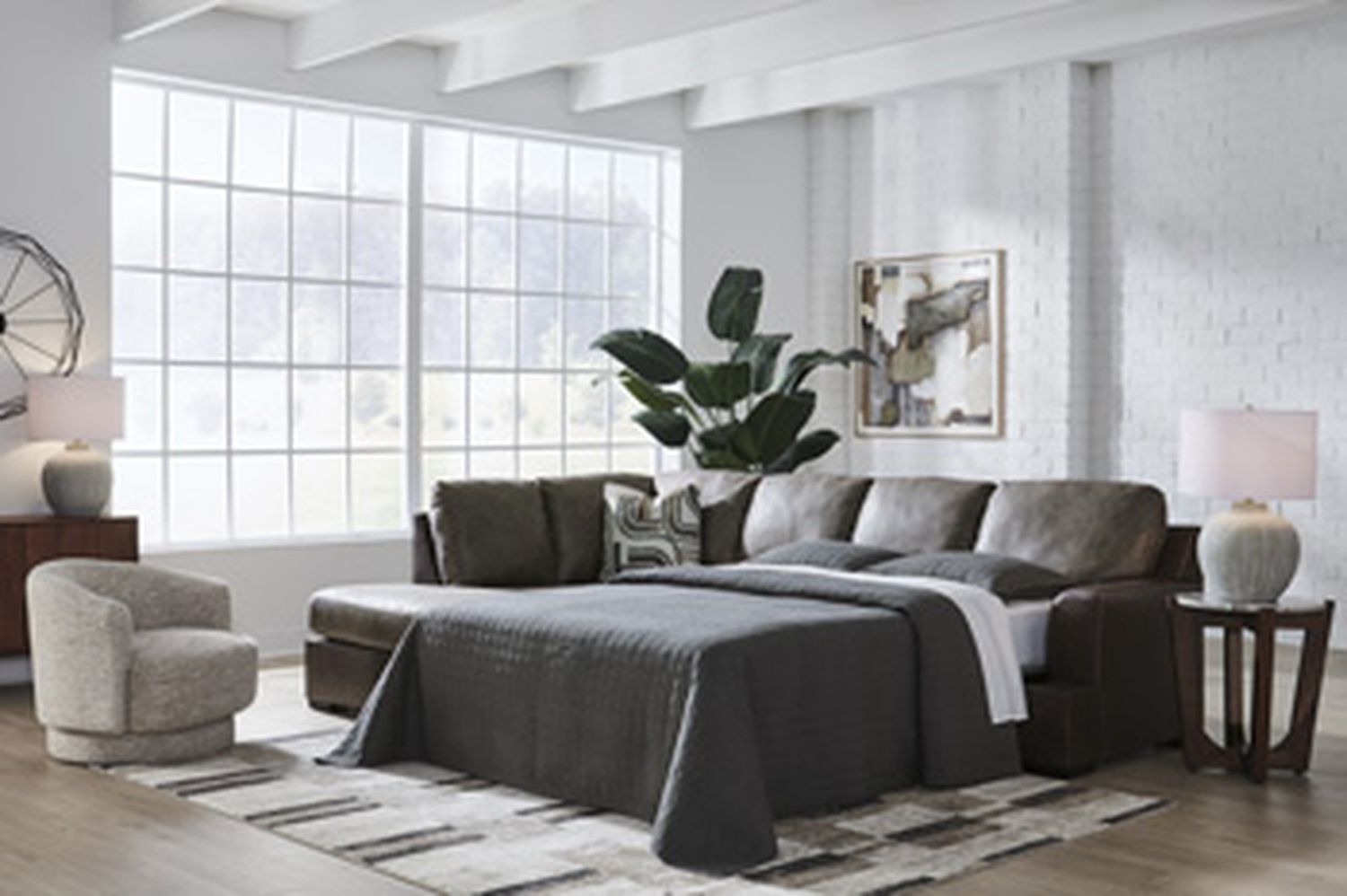 Helson 2-Piece LAF Sleeper Sectional with Chaise In Fossil NC62703S4