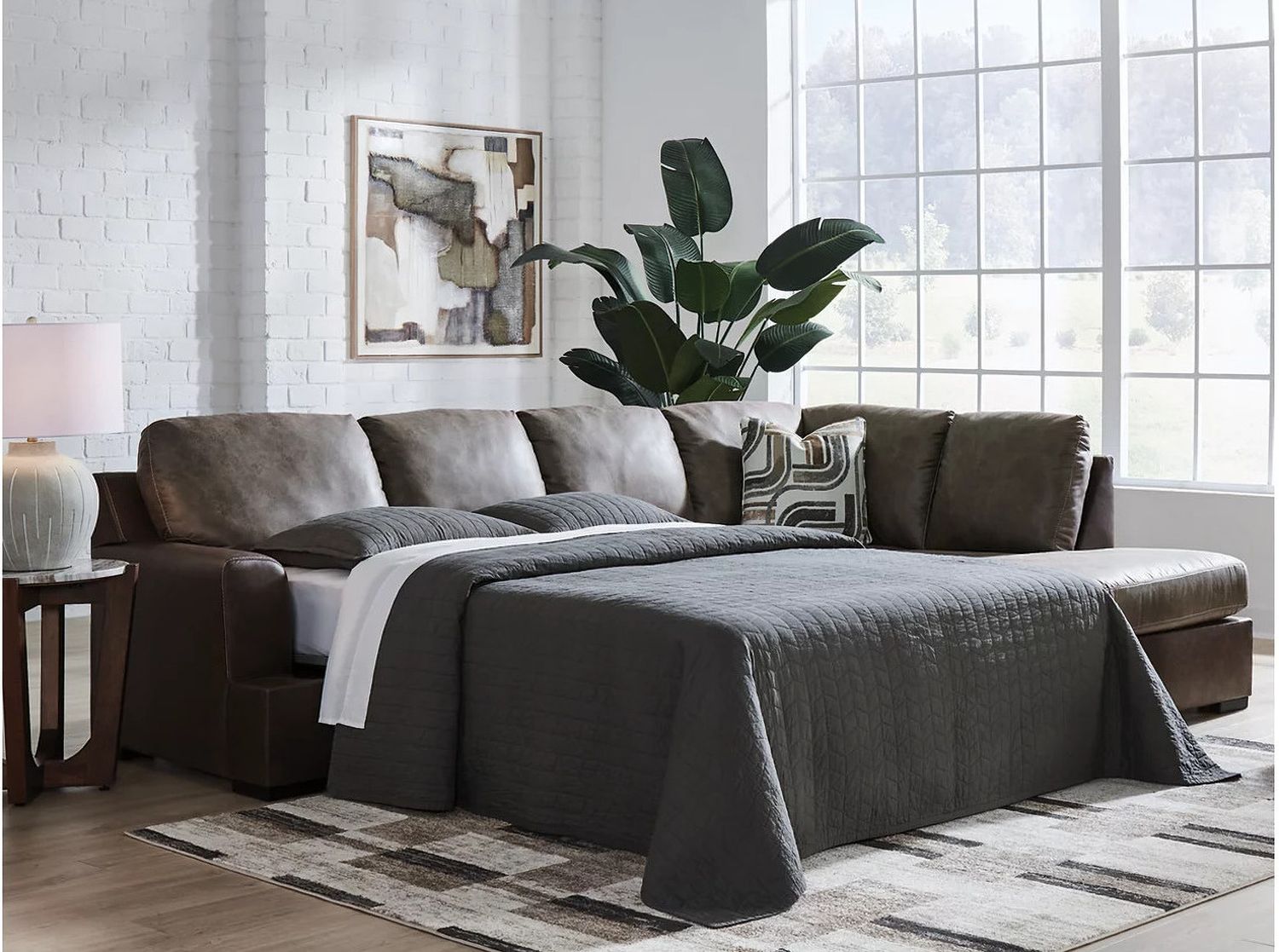 Helson 2-Piece RAF Sleeper Sectional with Chaise In Fossil NC62703S5