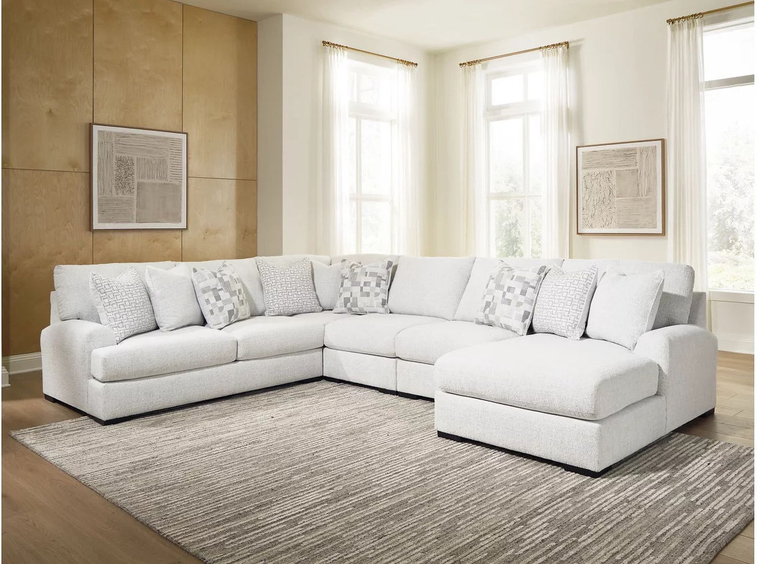 Kendrie 5-Piece Sectional with RAF Chaise In Chalk NC66906S11