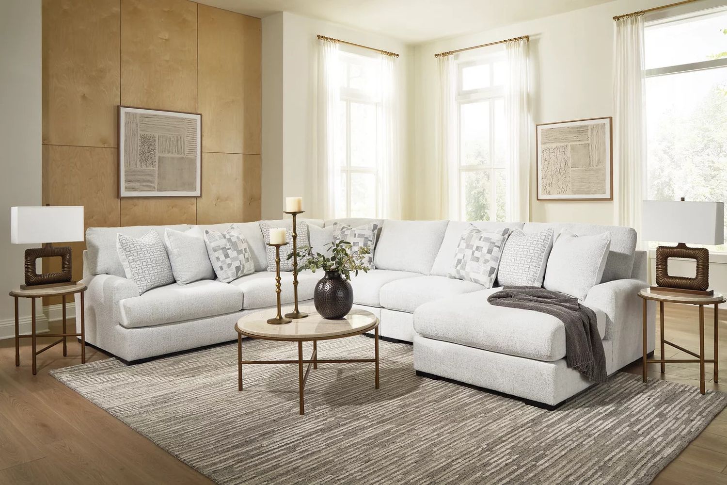 Kendrie 5-Piece Sectional with RAF Chaise In Chalk NC66906S11