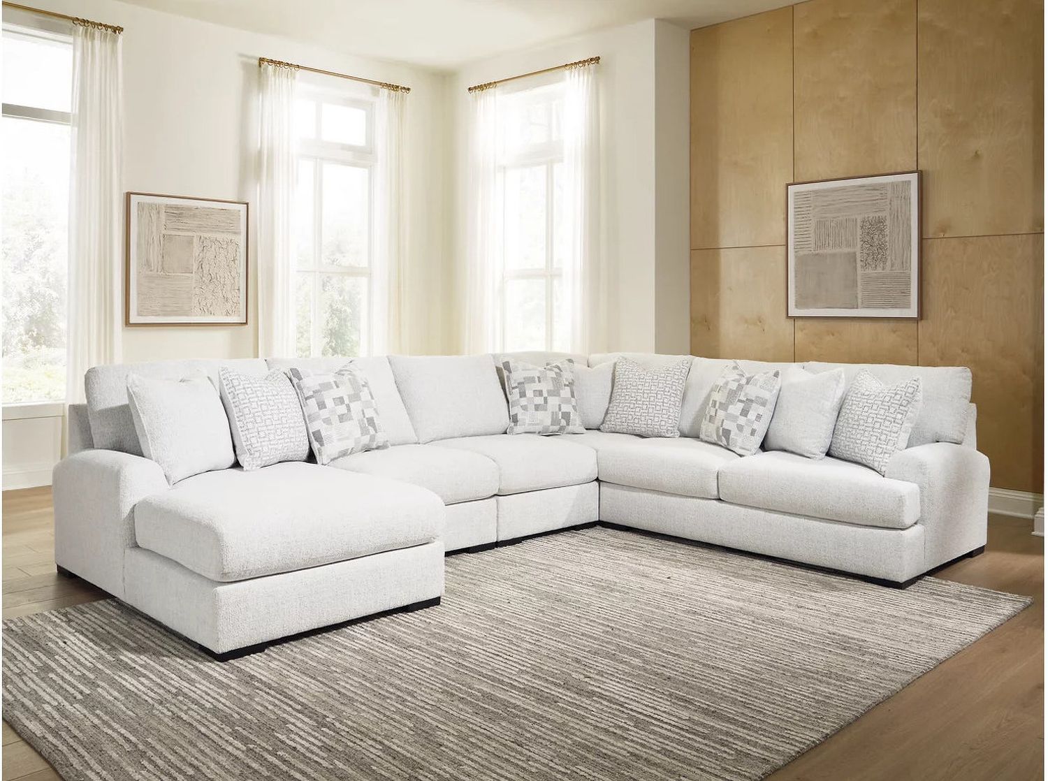 Kendrie 5-Piece Sectional with LAF Chaise In Chalk NC66906S12