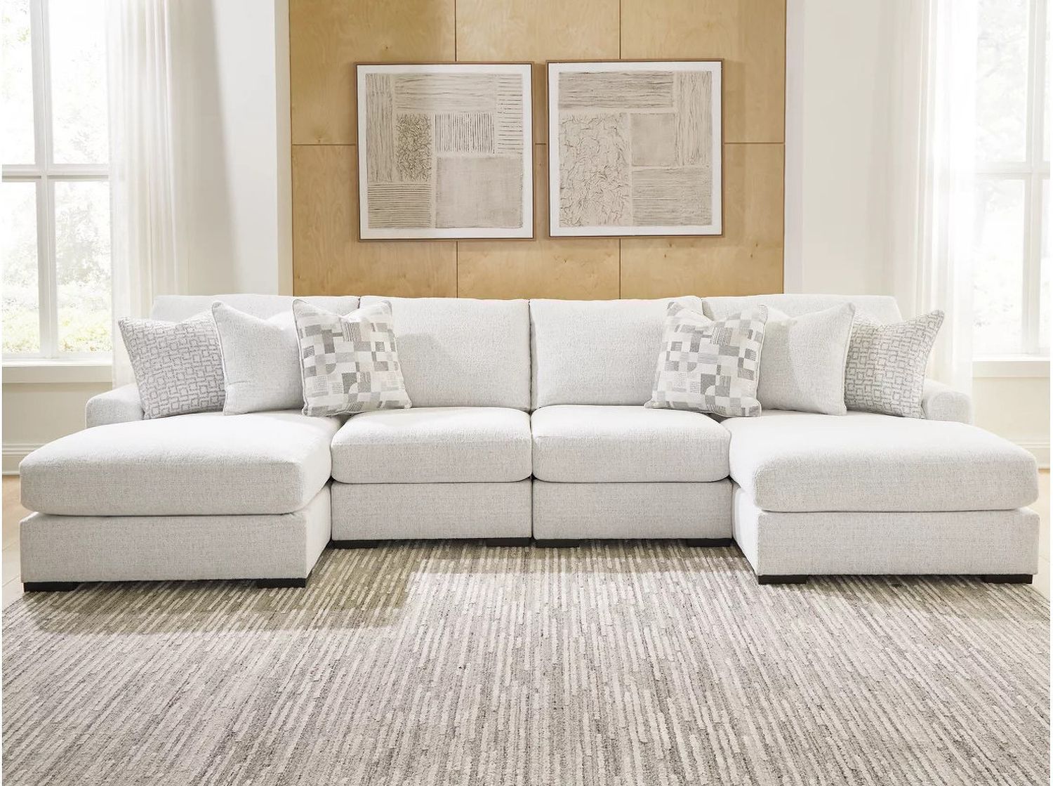 Kendrie 4-Piece Double Chaise Sectional In Chalk NC66906S8