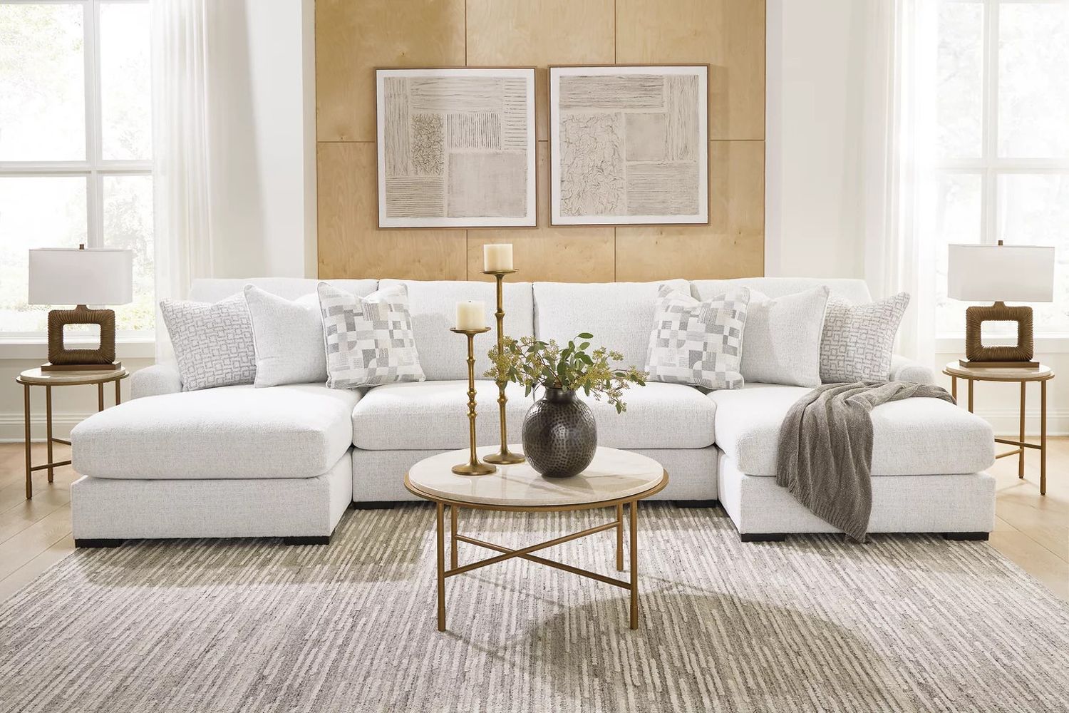 Kendrie 4-Piece Double Chaise Sectional In Chalk NC66906S8