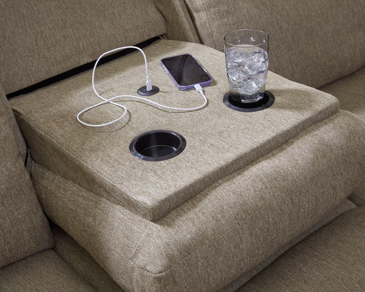 Yarrow Lane Reclining Sofa with Drop Down Table In Mocha NC9140589