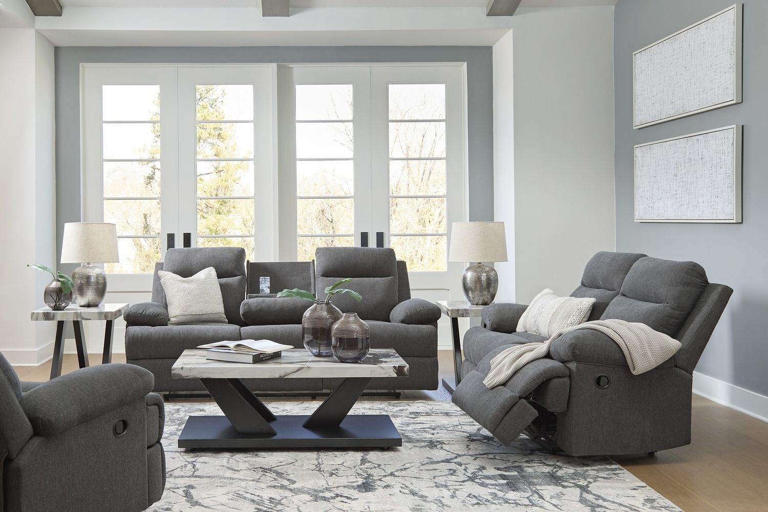 Yarrow Lane Reclining Loveseat In Charcoal NC9140686