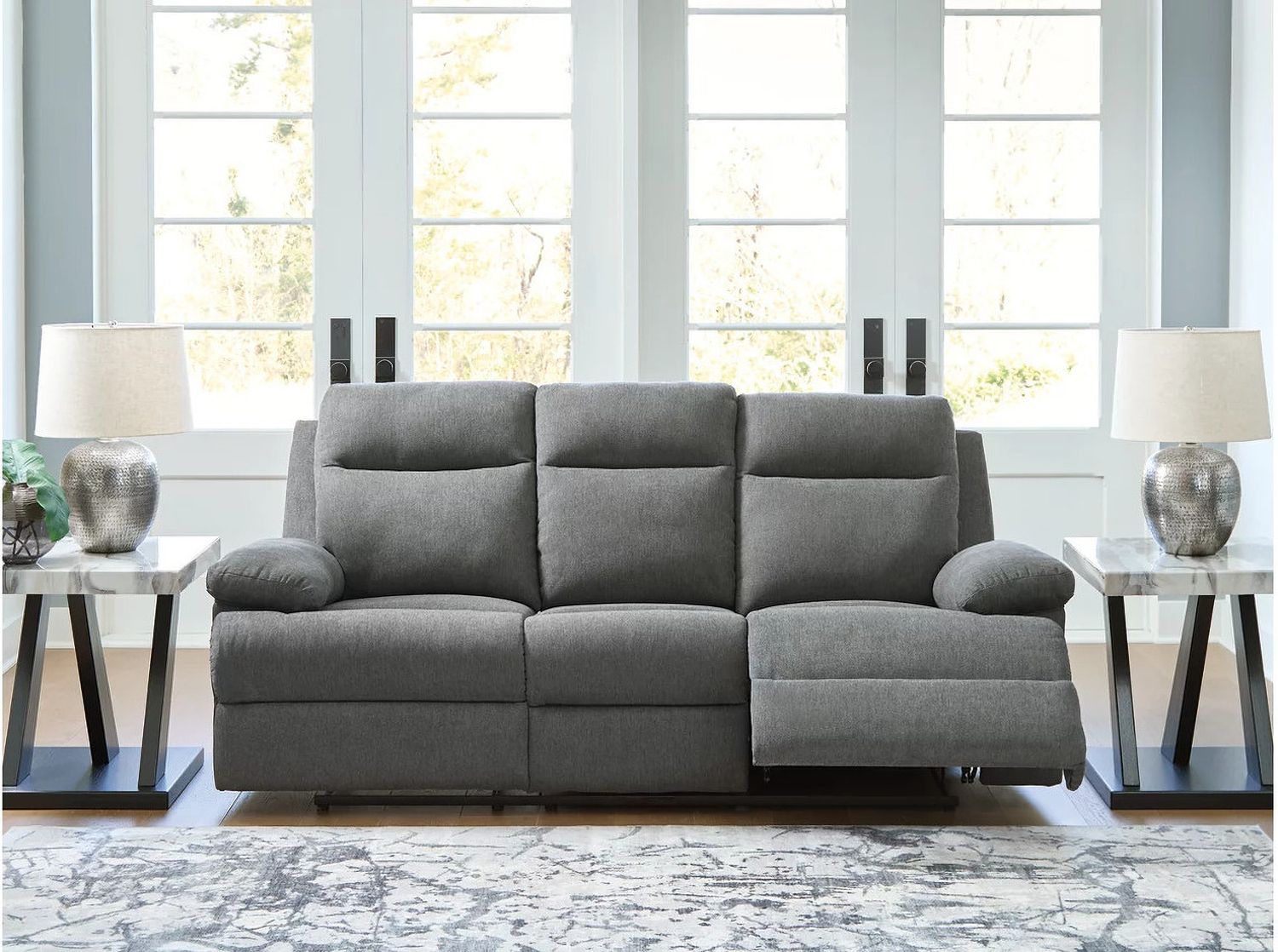 Yarrow Lane Reclining Sofa with Drop Down Table In Charcoal NC9140689
