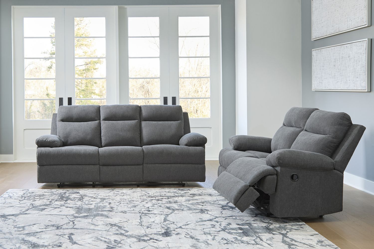 Yarrow Lane Reclining Sofa with Drop Down Table In Charcoal NC9140689