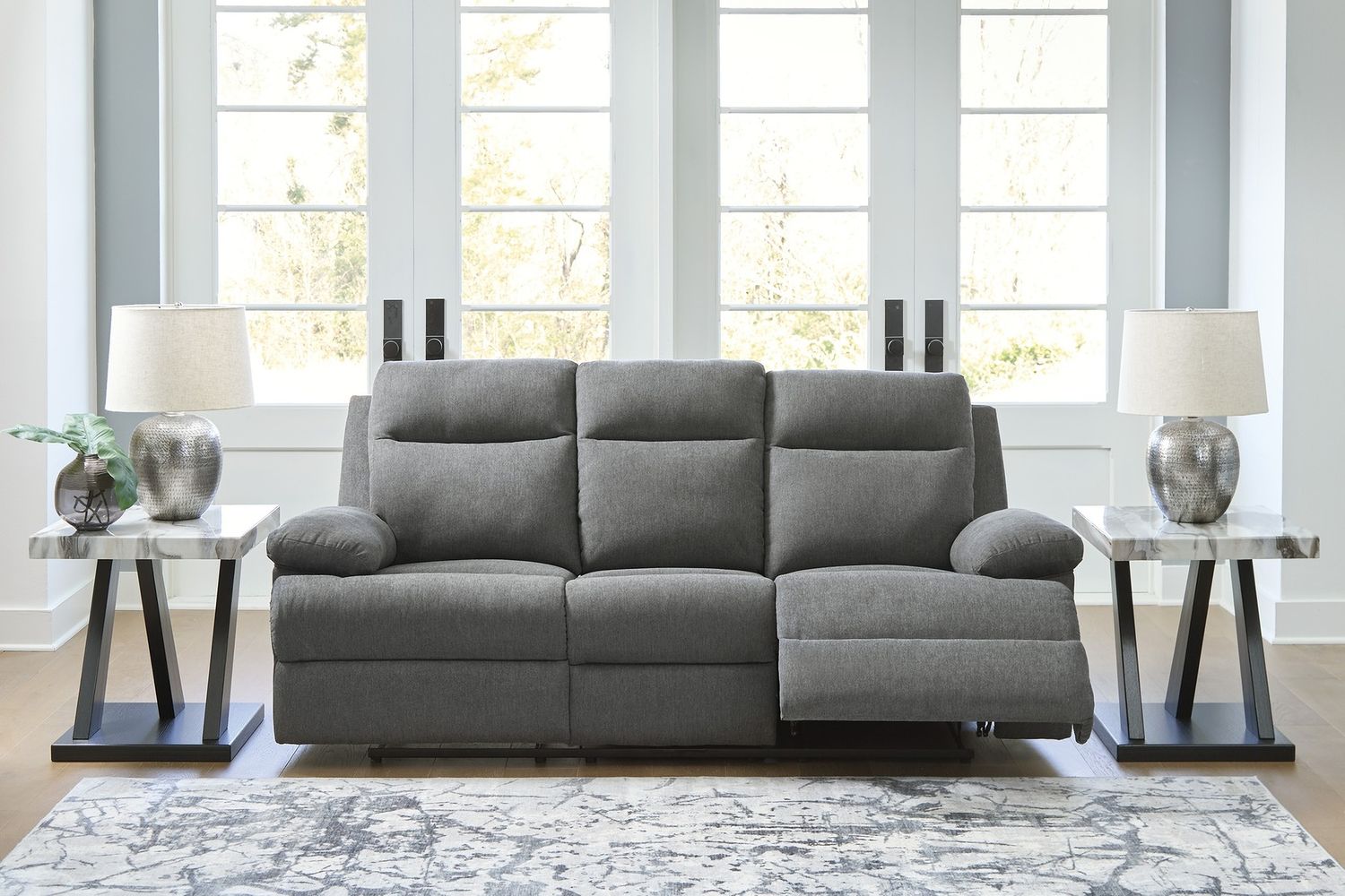 Yarrow Lane Reclining Sofa with Drop Down Table In Charcoal NC9140689