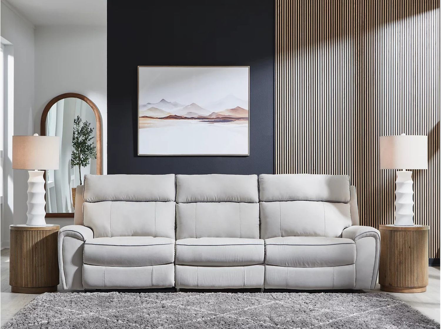 Tealwell 3-Piece Power Reclining Sectional Sofa In Pearl and Ash NC98802S1