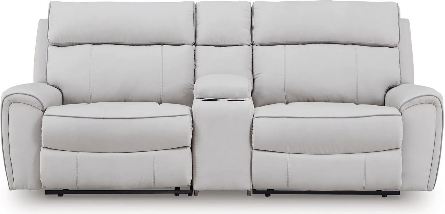 Tealwell 3-Piece Power Reclining Sectional Loveseat In Pearl and Ash NC98802S3