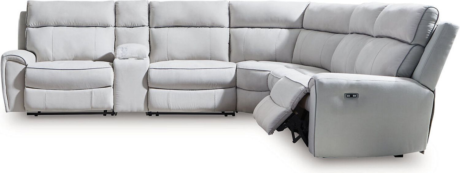 Tealwell 6-Piece Reclining Sectional with Storage Console In Pearl and Ash NC98802S36