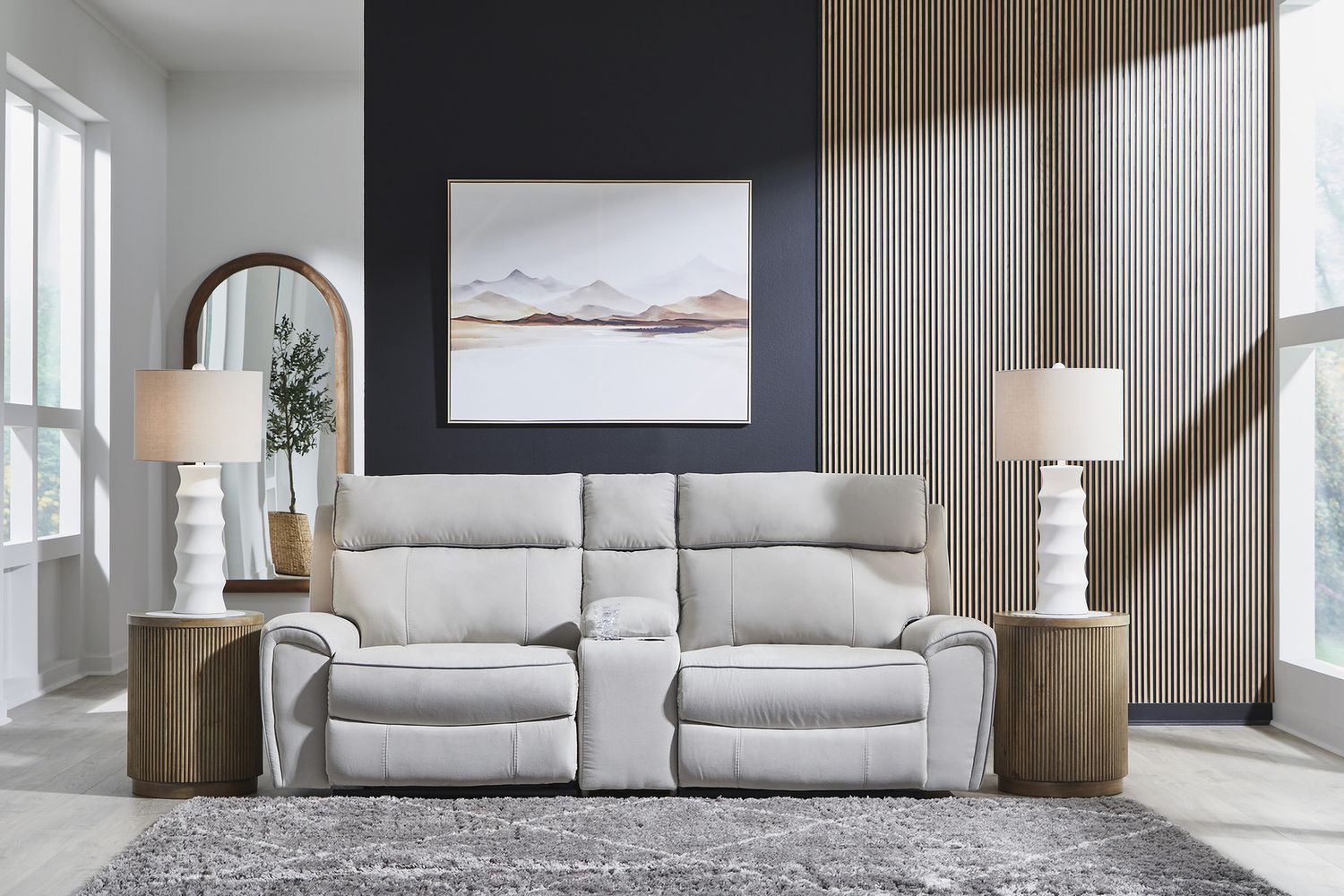Tealwell 6-Piece Reclining Sectional with Storage Console In Pearl and Ash NC98802S36