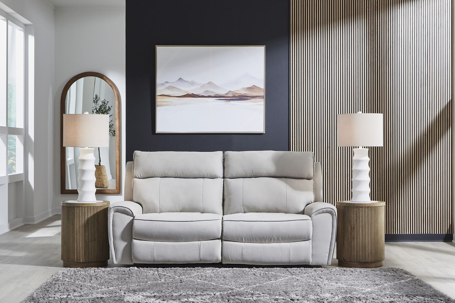 Tealwell 6-Piece Reclining Sectional with Storage Console In Pearl and Ash NC98802S36