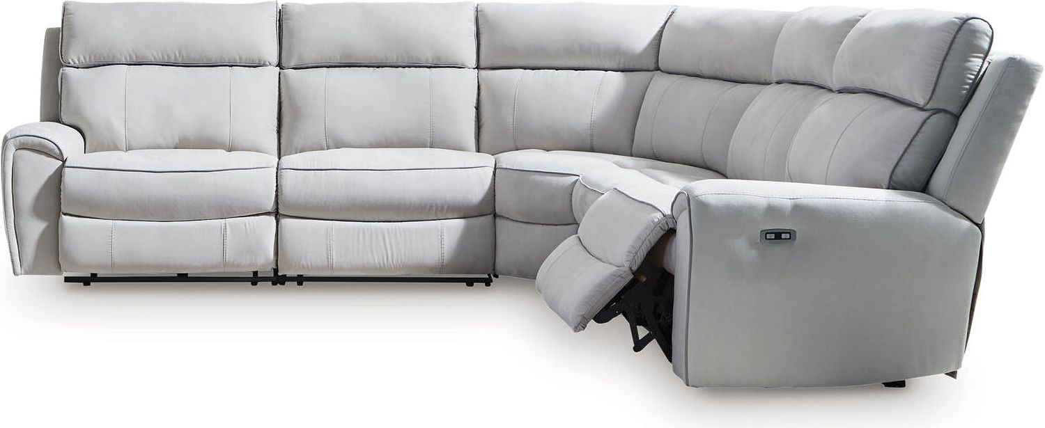 Tealwell 5-Piece Power Reclining Sectional In Pearl and Ash NC98802S8