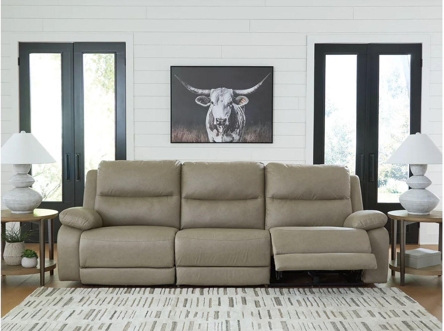 Bearmonte 3-Piece Power Reclining Sectional In Pebble NC99201S1