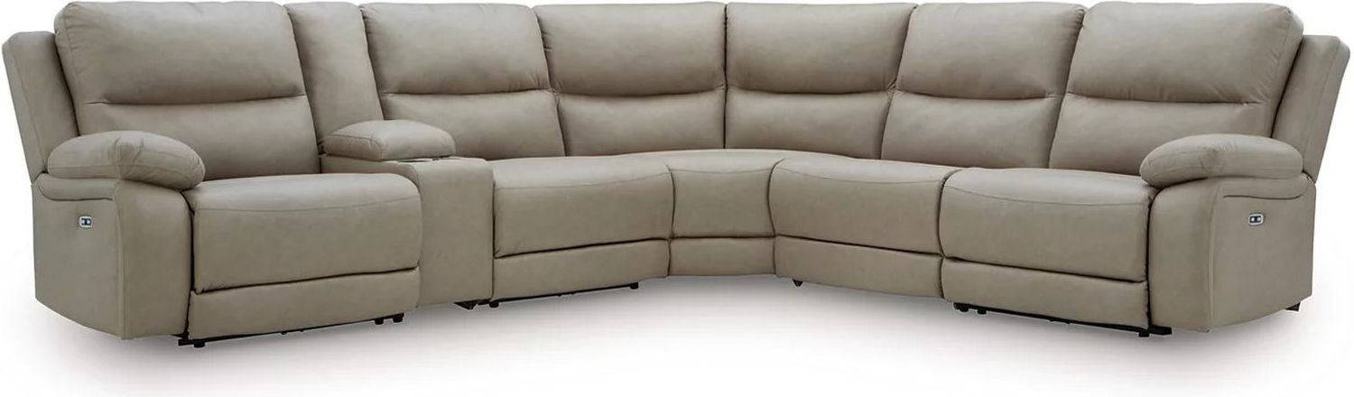 Bearmonte 6-Piece Power Reclining Sectional In Pebble NC99201S10