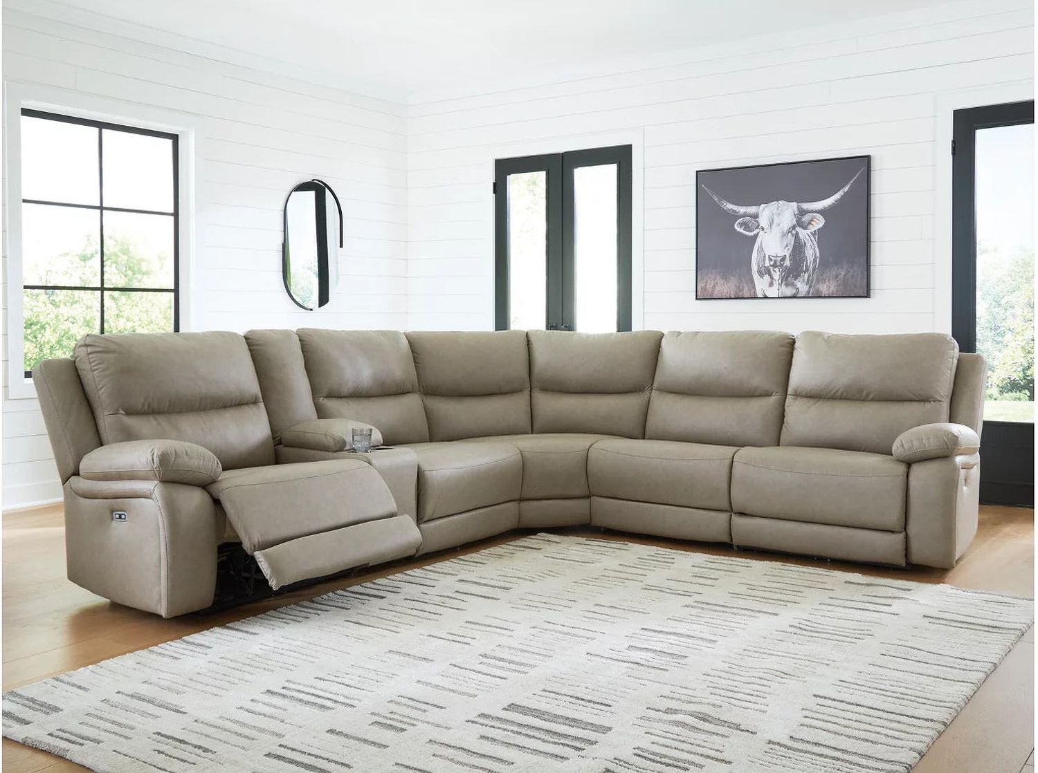 Bearmonte 6-Piece Power Reclining Sectional In Pebble NC99201S10