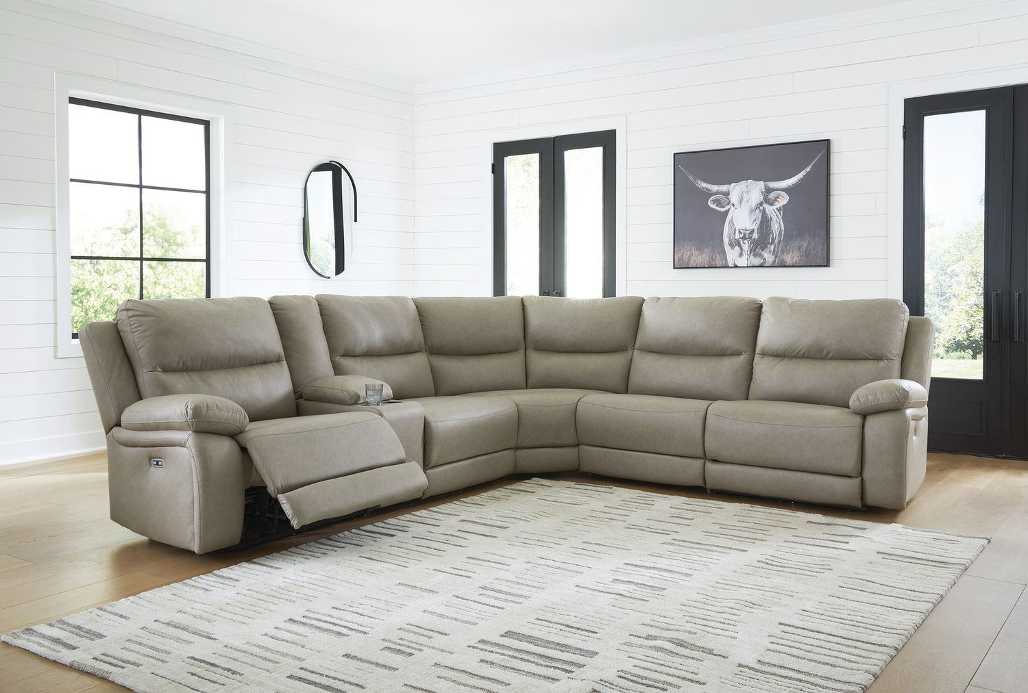 Bearmonte 6-Piece Power Reclining Sectional In Pebble NC99201S10