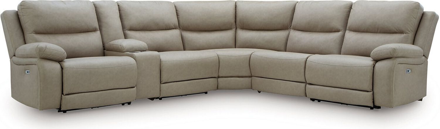 Bearmonte 6-Piece Reclining Sectional with Storage Console In Pebble NC99201S36
