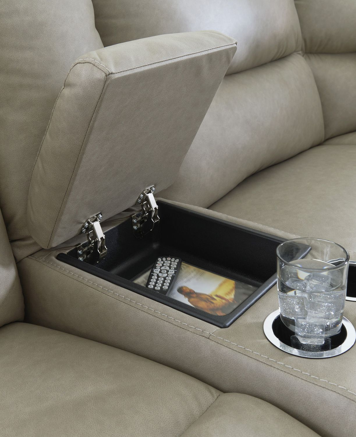 Bearmonte 6-Piece Reclining Sectional with Storage Console In Pebble NC99201S36