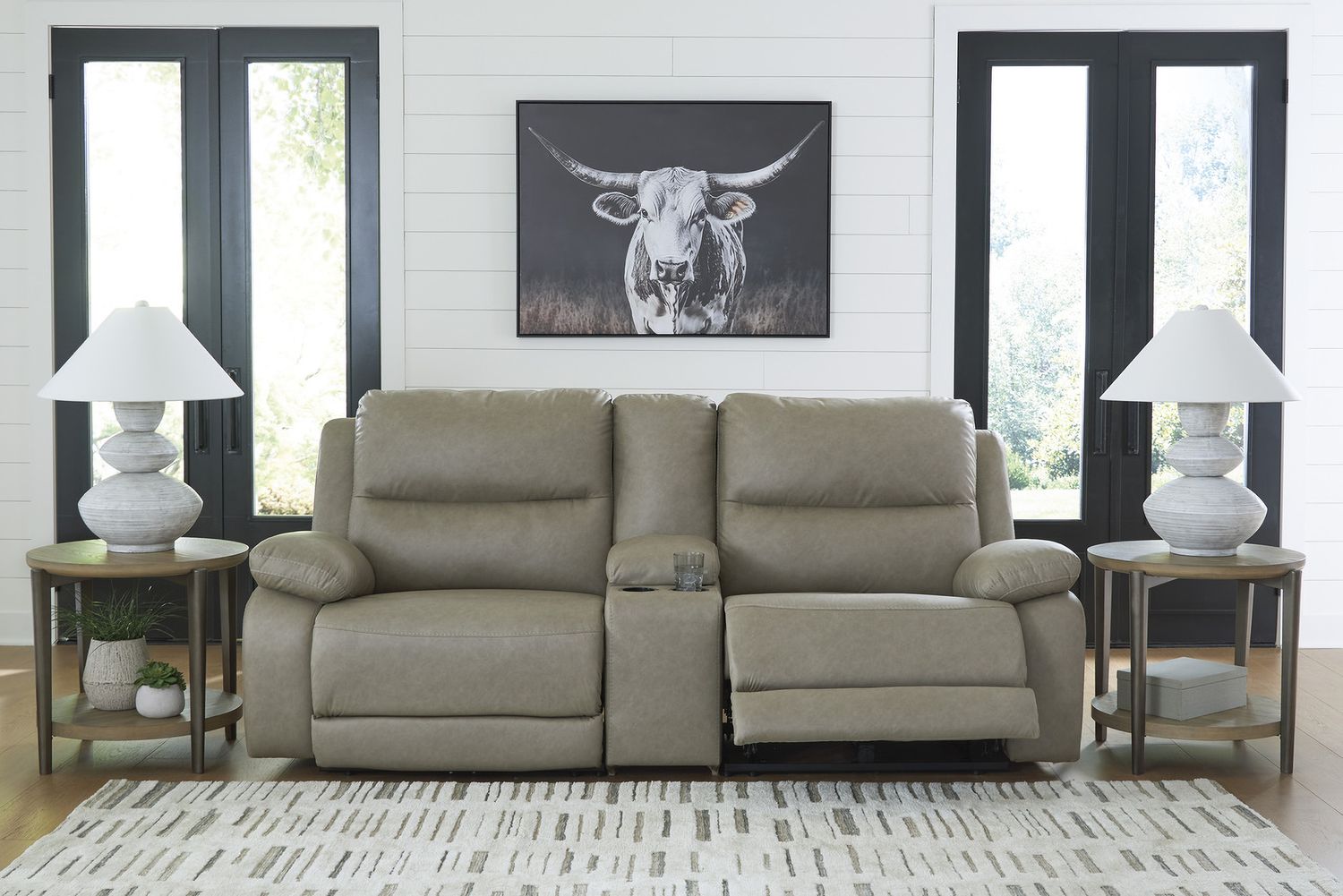 Bearmonte 6-Piece Reclining Sectional with Storage Console In Pebble NC99201S36