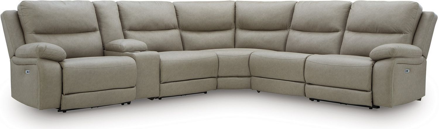Bearmonte 5-Piece Power Reclining Sectional In Pebble NC99201S8