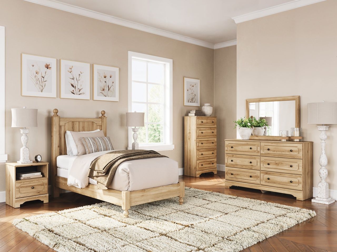 Bestmere Twin Panel Bed In Warm Brown NCB1075B2