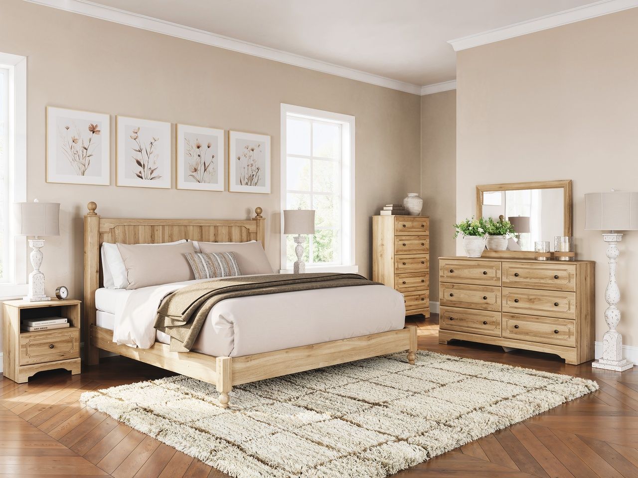 Bestmere King Panel Bed In Warm Brown NCB1075B8