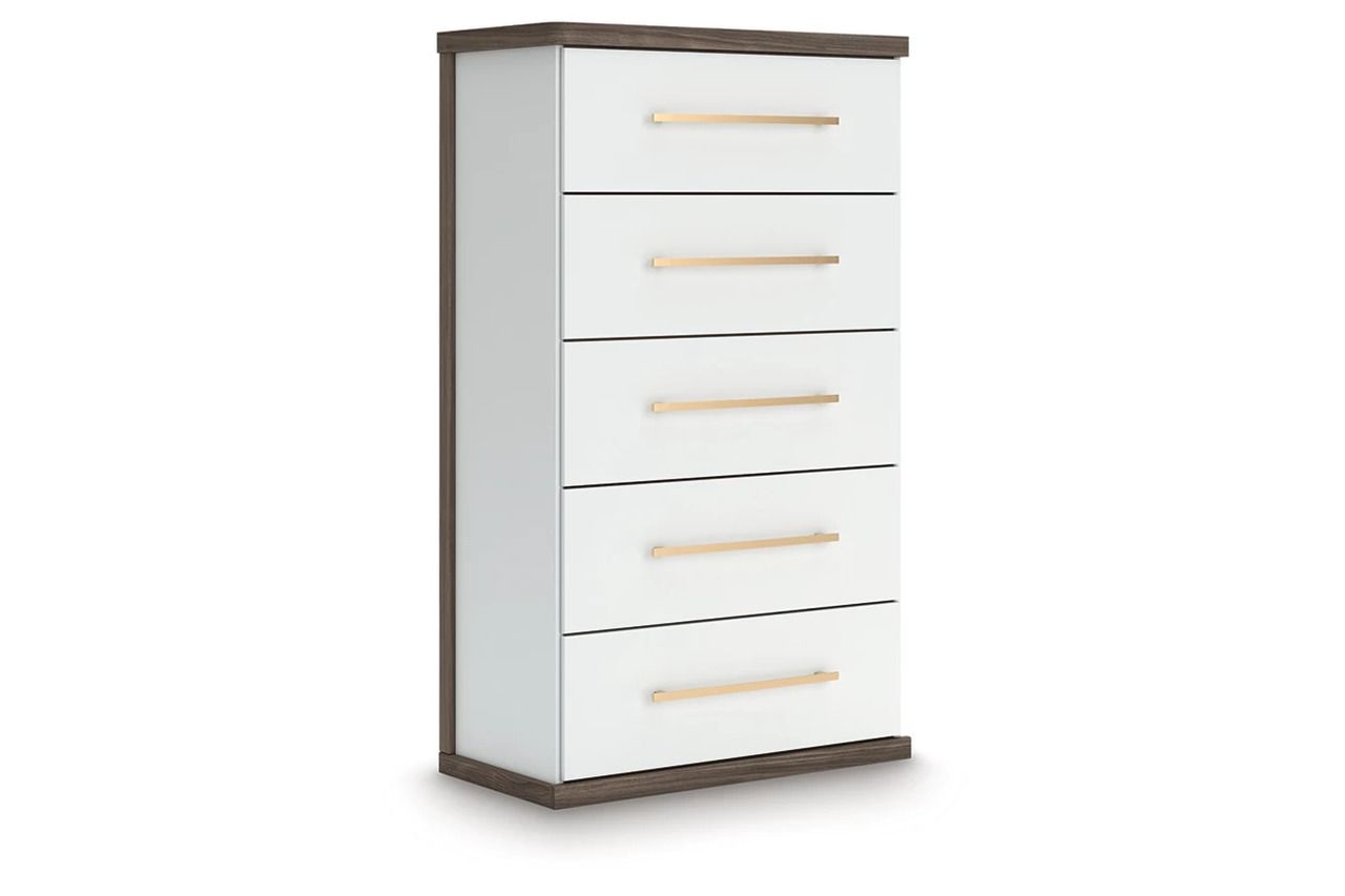 Nendalane Chest of Drawers In White and Brown NCB110846