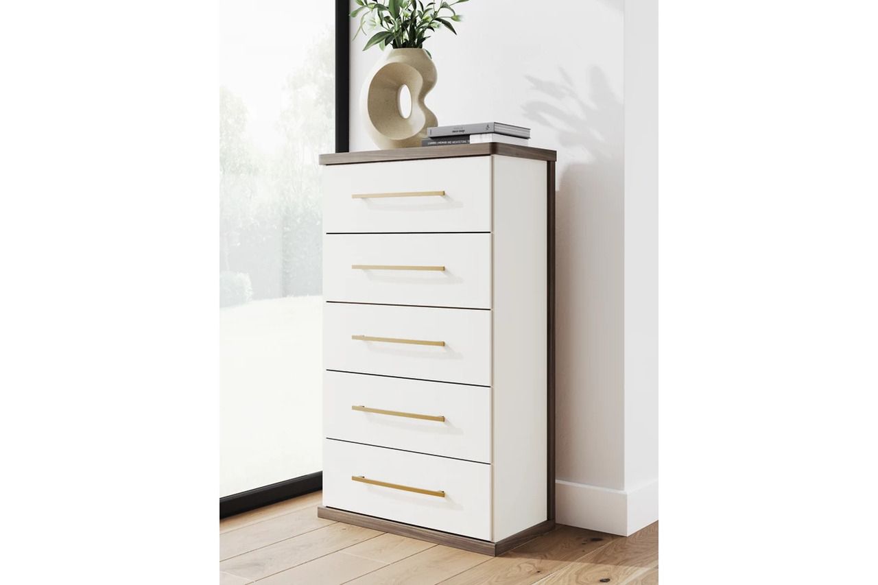 Nendalane Chest of Drawers In White and Brown NCB110846