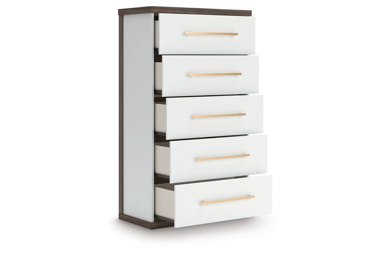 Nendalane Chest of Drawers In White and Brown NCB110846