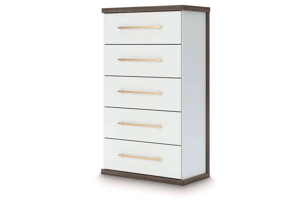 Nendalane Chest of Drawers In White and Brown NCB110846