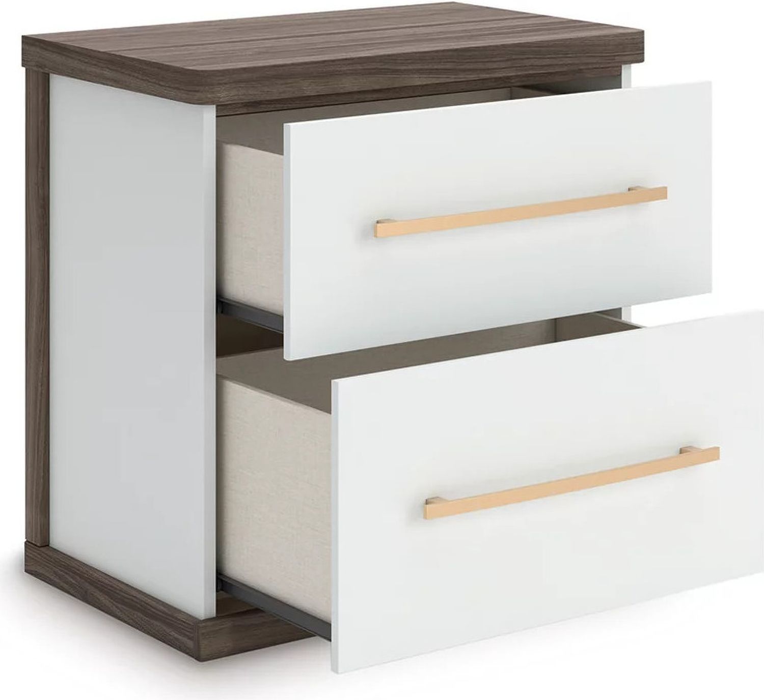 Nendalane Nightstand In White and Brown NCB110892
