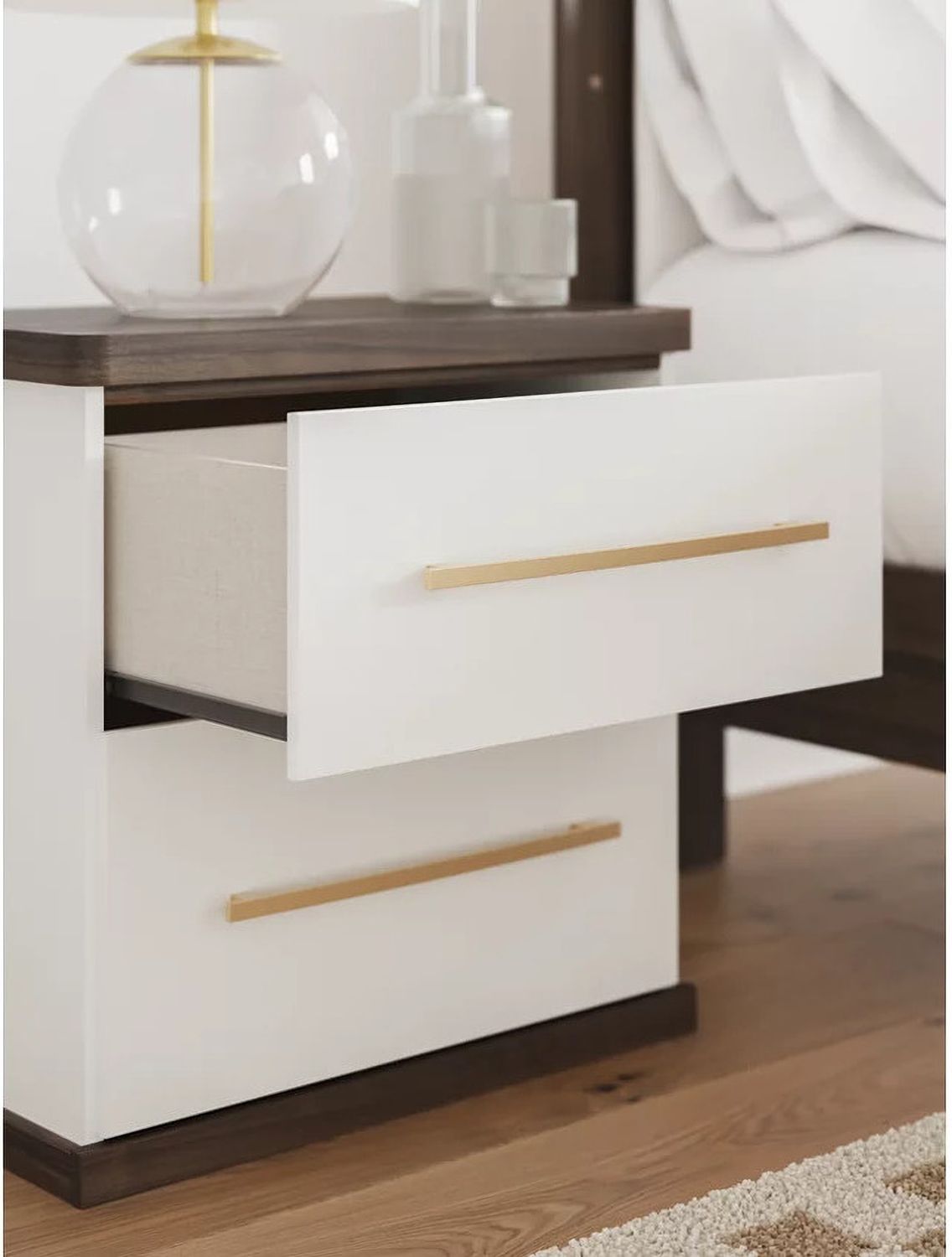 Nendalane Nightstand In White and Brown NCB110892