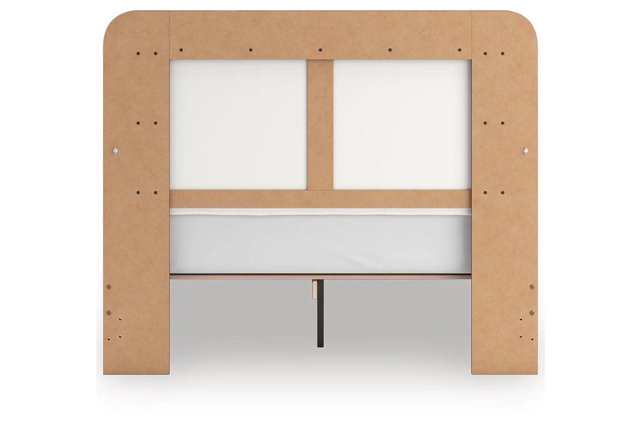 Nendalane Queen Upholstered Bed In White and Brown NCB1108B7