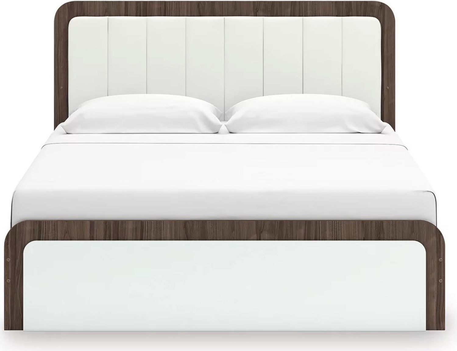 Nendalane King Upholstered Bed In White and Brown NCB1108B8