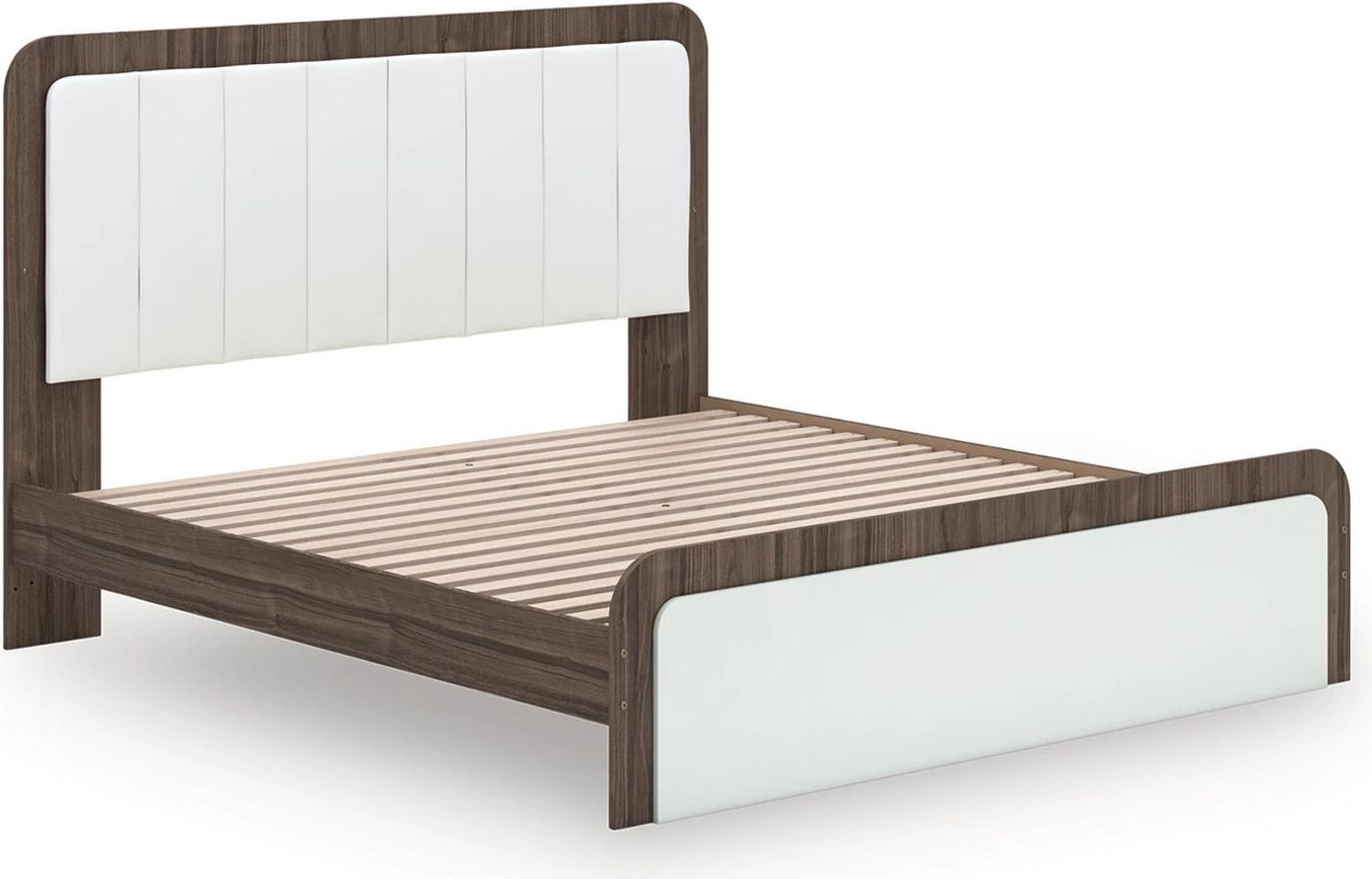 Nendalane King Upholstered Bed In White and Brown NCB1108B8
