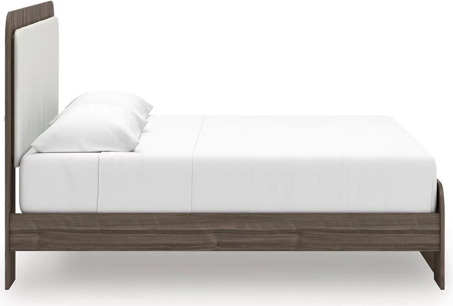 Nendalane King Upholstered Bed In White and Brown NCB1108B8