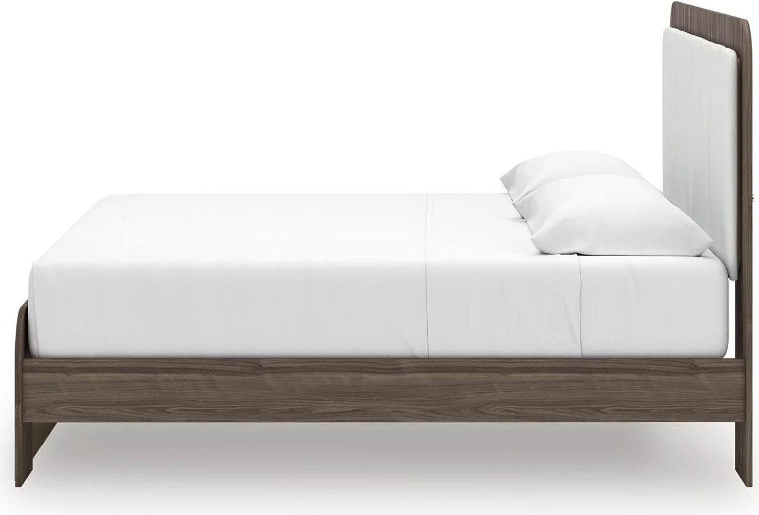 Nendalane King Upholstered Bed In White and Brown NCB1108B8