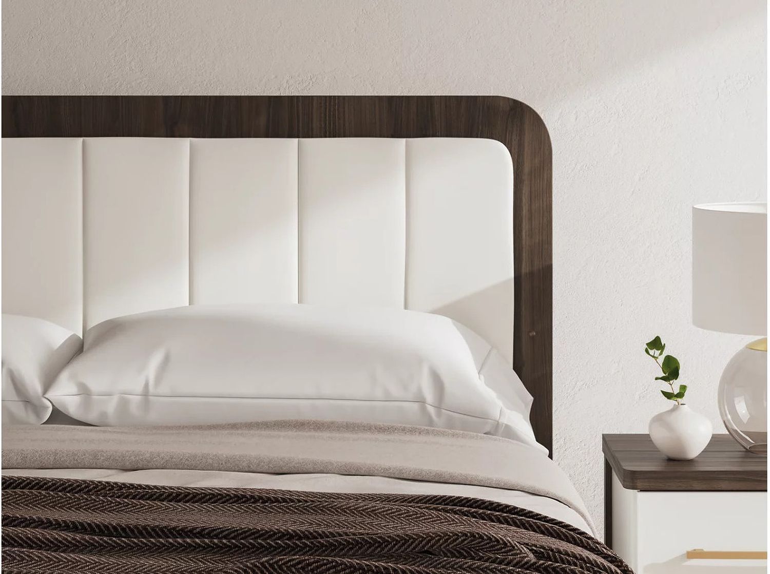 Nendalane King Upholstered Bed In White and Brown NCB1108B8