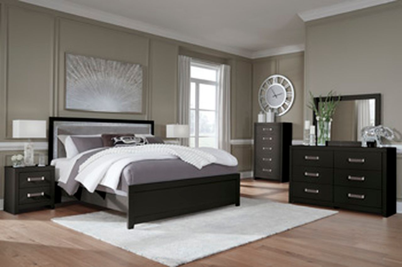 Marzoni King Upholstered Panel Headboard In Black and Gray NCB111558