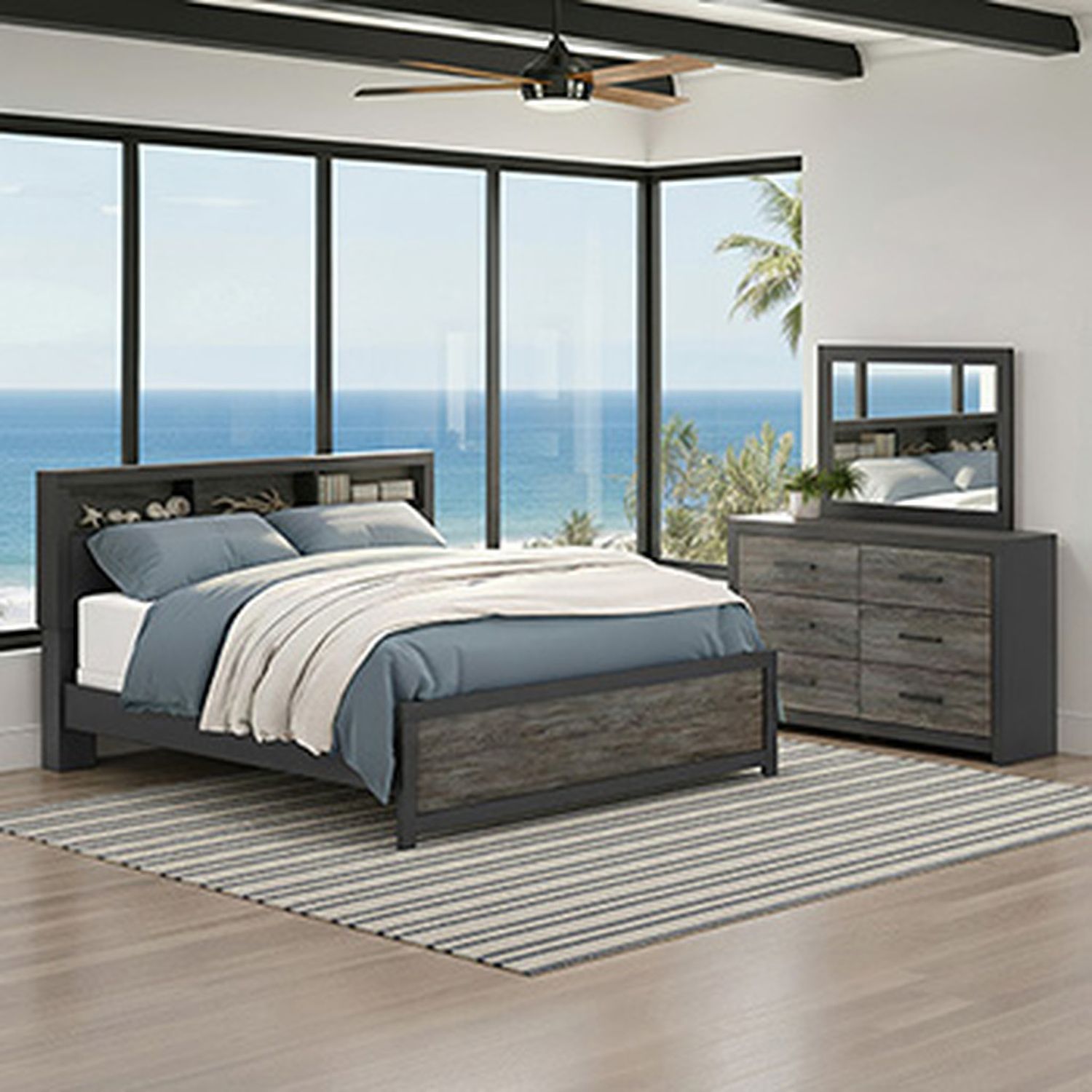 Ryderton Bedroom Mirror In Black NCB111836